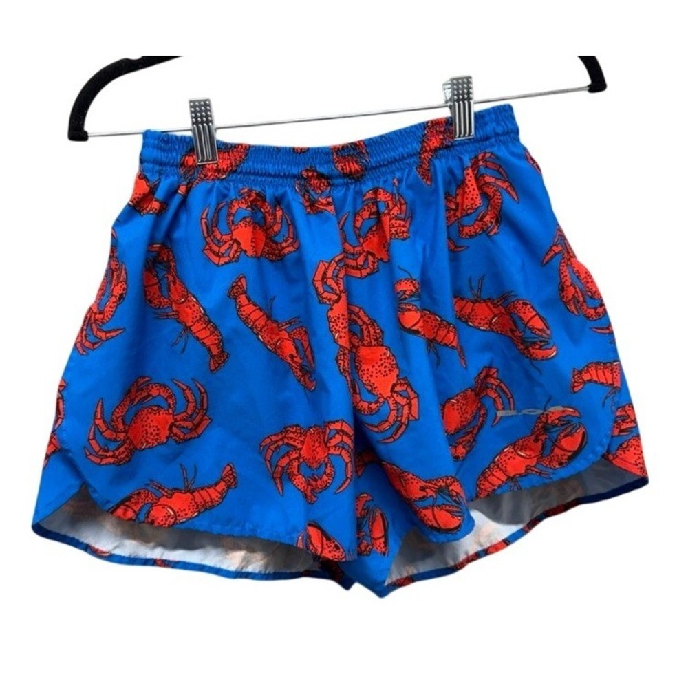 BOA Mens Blue Lobster Crab Print Running Shorts Medium Made in USA Performance